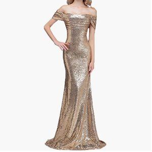 Gold Sequin Gown - Size 16